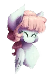 Size: 766x1147 | Tagged: safe, artist:crownedspade, derpibooru import, oc, unofficial characters only, pegasus, pony, bust, eyes closed, female, mare, portrait, simple background, smiling, solo, transparent background