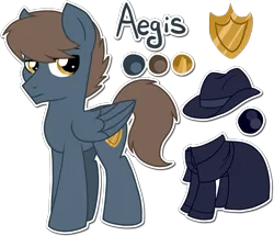 Size: 1131x973 | Tagged: safe, artist:tambelon, derpibooru import, oc, oc:aegis, unofficial characters only, pegasus, pony, clothes, male, reference sheet, simple background, solo, stallion, transparent background