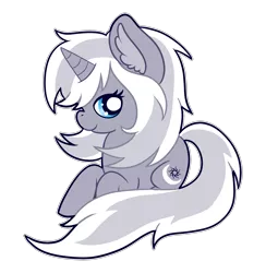 Size: 2755x2827 | Tagged: safe, artist:amberlea-draws, derpibooru import, oc, oc:frozen raine, unofficial characters only, pony, unicorn, bedroom eyes, chibi, cutie mark, prone, simple background, solo, transparent background, vector