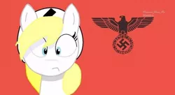 Size: 642x348 | Tagged: safe, artist:anonymous, derpibooru import, oc, oc:aryanne, unofficial characters only, earth pony, pony, bust, female, flag, nazi, reichsadler, swastika