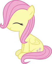 Size: 3611x4500 | Tagged: absurd resolution, artist:agrol, artist:slb94, cute, derpibooru import, eyes closed, female, filly, fluttershy, folded wings, happy, safe, shyabetes, simple background, sitting, smiling, solo, transparent background, vector, when you're a filly