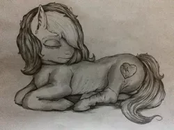 Size: 1280x960 | Tagged: safe, artist:blackonyxstar, derpibooru import, oc, oc:miss eri, unofficial characters only, pony, eyes closed, monochrome, prone, ribcage, solo