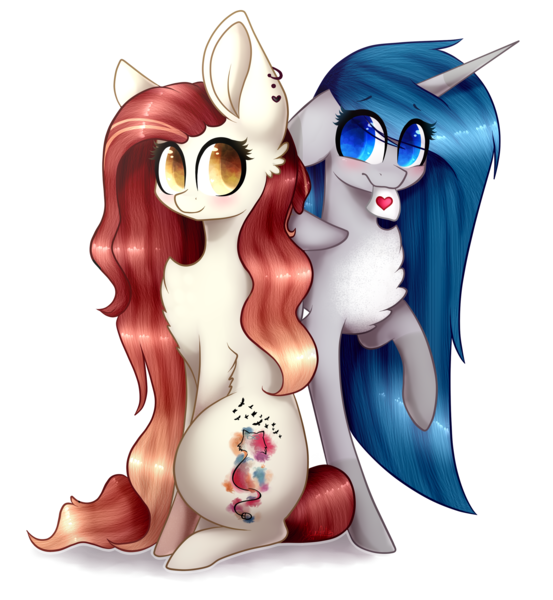 Size: 2671x2900 | Tagged: safe, artist:magicalbrownie, derpibooru import, oc, oc:amanda, oc:hush hunter, unofficial characters only, alicorn, earth pony, pony, chest fluff, female, high res, mare, mouth hold, paper, simple background, sitting, transparent background