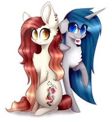 Size: 2671x2900 | Tagged: safe, artist:magicalbrownie, derpibooru import, oc, oc:amanda, oc:hush hunter, unofficial characters only, alicorn, earth pony, pony, chest fluff, female, high res, mare, mouth hold, paper, simple background, sitting, transparent background