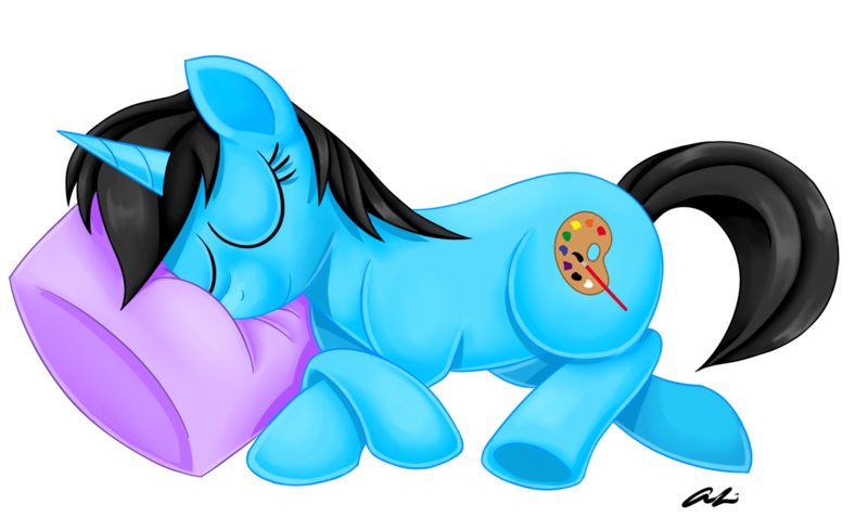 Size: 1280x783 | Tagged: safe, artist:iheartjapan789, derpibooru import, oc, oc:andrea, unofficial characters only, pony, unicorn, female, mare, pillow, simple background, sleeping, solo, transparent background