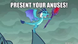 Size: 600x337 | Tagged: bloodstone scepter, derpibooru import, dragon, dragon lord ember, edit, edited screencap, gauntlet of fire, image macro, meme, princess ember, screencap, suggestive