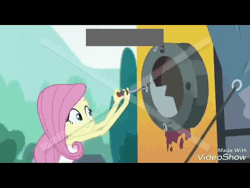 Size: 512x384 | Tagged: safe, derpibooru import, edit, edited screencap, screencap, fluttershy, eqg summertime shorts, equestria girls, get the show on the road, animated, bus, gif, the rainbooms tour bus, window