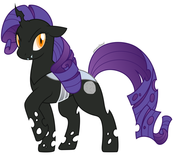 Size: 2000x1813 | Tagged: safe, artist:cloudyrei, derpibooru import, rarity, changeling, changelingified, simple background, solo, species swap, transparent background