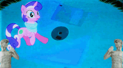 Size: 589x331 | Tagged: aesthetics, animated, artist:bastbrushie, chromatic aberration, derpibooru import, floppy disk, gif, oc, oc:floral shoppe, safe, solo, unofficial characters only, vaporwave, youtube link