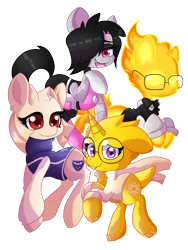 Size: 1400x1866 | Tagged: safe, artist:blazemizu, derpibooru import, ponified, pony, alphys, crossover, grillby, mettaton, mettaton ex, simple background, toriel, transparent background, undertale