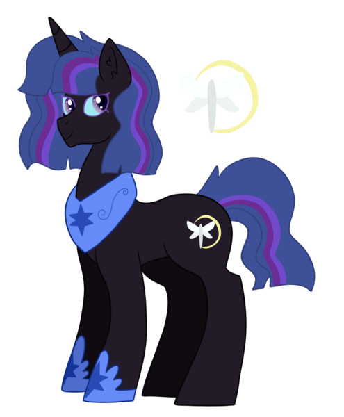 Size: 1369x1660 | Tagged: safe, artist:magsalis, derpibooru import, oc, unofficial characters only, pony, unicorn, hoof shoes, magical lesbian spawn, offspring, parent:nightmare moon, parent:twilight sparkle, parents:twimoon, simple background, solo, transparent background