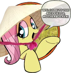 Size: 421x431 | Tagged: bad advice fluttershy, conical hat, dank memes, derpibooru import, exploitable meme, filthy frank, fluttershy, hat, meme, rice fields, safe, shitposting, vulgar, welcome to the rice fields