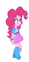 Size: 100x210 | Tagged: safe, artist:botchan-mlp, derpibooru import, pinkie pie, equestria girls, animated, balloon, boots, bouncing, bracelet, clothes, cute, desktop ponies, diapinkes, eyes closed, gif, high heel boots, jewelry, loop, pixel art, simple background, skipping, skirt, solo, sprite, transparent background, walk cycle