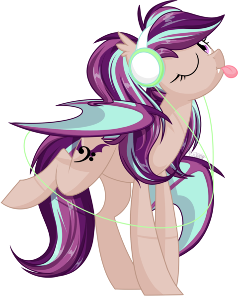 Size: 1024x1282 | Tagged: safe, artist:kellythedrawinguni, derpibooru import, oc, oc:sombre sonata, unofficial characters only, bat pony, pony, bat pony oc, commission, female, headphones, mare, simple background, solo, tongue out, transparent background