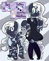 Size: 3145x3847 | Tagged: safe, artist:befishproductions, derpibooru import, oc, oc:star chaser, unofficial characters only, anthro, pegasus, pony, abstract background, anthro ponidox, anthro with ponies, arm behind back, clothes, cutie mark on clothes, dress, ethereal mane, female, high res, mare, reference sheet, signature, solo, starry mane, unshorn fetlocks