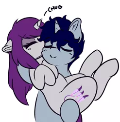 Size: 1280x1294 | Tagged: safe, artist:wickedsilly, derpibooru import, oc, oc:sleepy head, oc:wicked silly, unofficial characters only, pony, unicorn, carrying, couple, cute, eyes closed, female, holding a pony, kissing, male, mare, oc x oc, shipping, simple background, stallion, straight, wickedsilly is trying to murder us, wickedsleepy