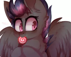 Size: 2236x1788 | Tagged: safe, artist:silvia woods, derpibooru import, oc, oc:cloud bringer, unofficial characters only, pegasus, pony, candy, food, lollipop, male, simple background, solo