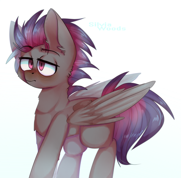 Size: 1878x1849 | Tagged: safe, artist:silvia woods, derpibooru import, oc, oc:cloud bringer, unofficial characters only, pegasus, pony, male, simple background, solo, unamused