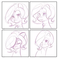 Size: 720x720 | Tagged: safe, artist:jitterladybug, derpibooru import, oc, oc:proud ametrine, unofficial characters only, crystal pony, pony, choker, expressions, female, mare, sketch, solo