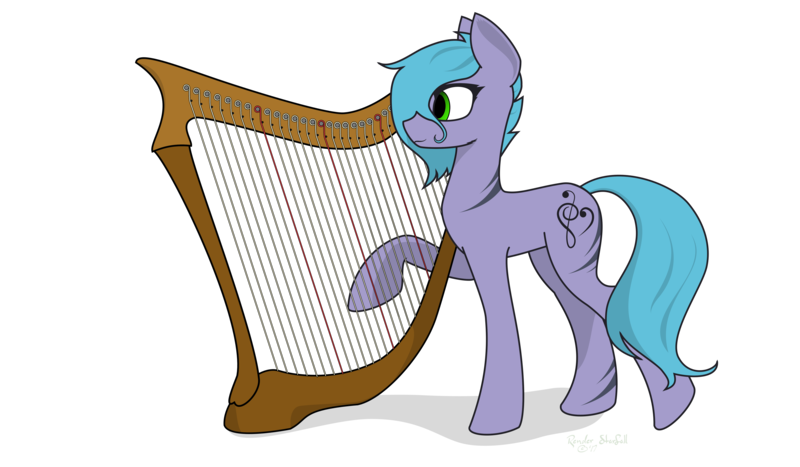 Size: 6000x3500 | Tagged: safe, artist:renderstarfall, derpibooru import, oc, oc:symphony may, unofficial characters only, earth pony, pony, absurd resolution, grand, harp, music, musical instrument, musician, orchestral, solo