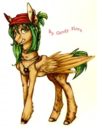 Size: 467x612 | Tagged: safe, artist:candyflora, derpibooru import, oc, unofficial characters only, pegasus, pony, bandana, female, mare, simple background, solo, white background