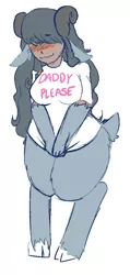 Size: 437x921 | Tagged: artist:/d/non, cocksocking, cocksock shirt, derpibooru import, female, implied incest, oc, oc:ariana, offspring, parent:arimaspi, satyr, suggestive, unofficial characters only