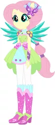 Size: 244x551 | Tagged: safe, artist:ra1nb0wk1tty, derpibooru import, fluttershy, equestria girls, legend of everfree, boots, crystal guardian, crystal wings, cute, high heel boots, ponied up, ponytail, simple background, solo, sparkles, super ponied up, white background, wings