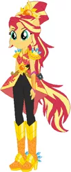Size: 244x592 | Tagged: safe, artist:ra1nb0wk1tty, derpibooru import, sunset shimmer, equestria girls, legend of everfree, boots, chains, crystal guardian, high heel boots, ponied up, ponytail, simple background, solo, sparkles, sun, super ponied up, white background