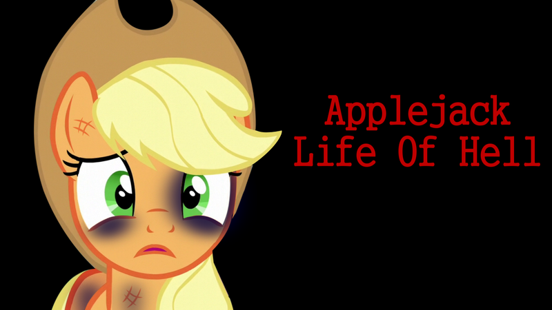 Size: 1920x1080 | Tagged: abuse, applejack, artist:mrerzebra92, black eye, comic:applejack - life of hell, derpibooru import, jackabuse, semi-grimdark, solo