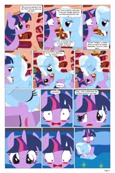 Size: 864x1296 | Tagged: suggestive, artist:dekomaru, derpibooru import, trixie, twilight sparkle, pony, unicorn, comic:the greatest gift, ahegao, artifact, bed, blushing, comic, eyes closed, female, golden oaks library, implied sex, implied tribadism, kissing, lesbian, mare, open mouth, shipping, twixie
