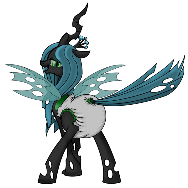 Size: 3400x3400 | Tagged: artist:jay dee, derpibooru import, diaper, diaper fetish, edit, editor:hodgepodgedl, poofy diaper, queen chrysalis, questionable, simple background, transparent background