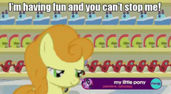 Size: 843x467 | Tagged: safe, derpibooru import, edit, edited screencap, screencap, carrot top, cherry berry, golden harvest, princess flurry heart, earth pony, pegasus, pony, a flurry of emotions, and nopony can stop me, animated, cute, eyes closed, female, flurrybetes, foal, frown, gif, having fun, looking back, mare, meme, open mouth, race swap, shopping cart, smiling, supermarket, wheeeee