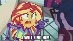 Size: 800x450 | Tagged: safe, derpibooru import, screencap, sci-twi, sunset shimmer, twilight sparkle, equestria girls, friendship games, angry, exploitable meme, general zod, image macro, man of steel, meme, sunset yells at twilight, superman