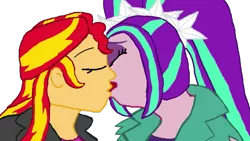 Size: 1191x670 | Tagged: safe, artist:ktd1993, derpibooru import, aria blaze, sunset shimmer, equestria girls, 1000 hours in ms paint, female, kissing, lesbian, ms paint, shipping, sunblaze