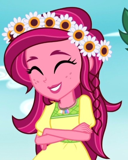 Size: 428x537 | Tagged: safe, derpibooru import, screencap, gloriosa daisy, equestria girls, legend of everfree, cropped, cute, daisybetes, giggling, grin, happy, magical geodes, smiling, solo