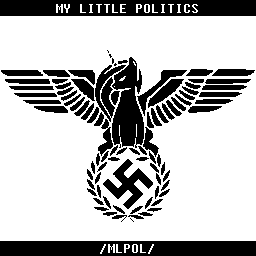 Size: 256x256 | Tagged: safe, derpibooru import, alicorn, pony, /mlp/, /mlpol/, /pol/, 4chan, controversial, female, mare, monochrome, nazi, oh boy here we go, reichsadler, reichsalicorn, simple background, solo, swastika, symbol, white background