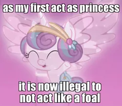 Size: 896x780 | Tagged: safe, derpibooru import, edit, edited screencap, screencap, princess flurry heart, crystal pony, pony, the crystalling, crystallized, image macro, meme, so flurry decrees, solo