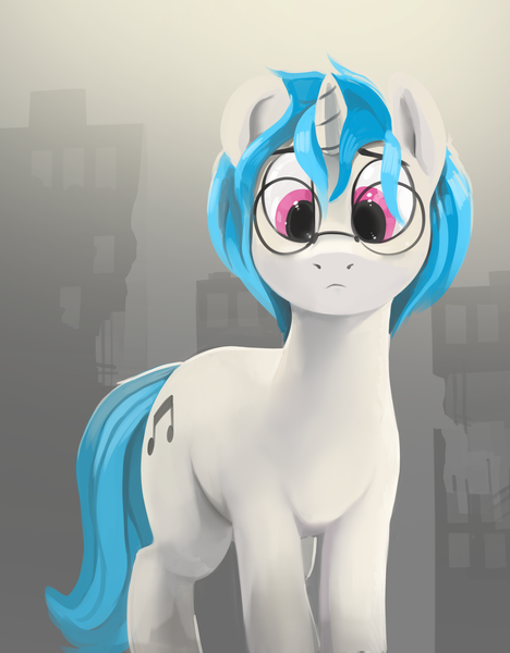 Size: 2712x3480 | Tagged: safe, artist:dimfann, derpibooru import, vinyl scratch, pony, unicorn, cute, female, glasses, looking at you, mare, solo