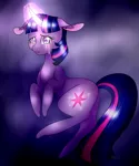 Size: 1000x1200 | Tagged: safe, artist:cinnamonsparx, derpibooru import, twilight sparkle, pony, crying, curved horn, magic, solo