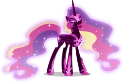 Size: 8500x5669 | Tagged: safe, artist:limedazzle, derpibooru import, princess cadance, alicorn, pony, absurd resolution, alternate universe, fangs, female, helmet, long legs, mare, multicolored hair, nightmarified, open mouth, simple background, solo, sparkling, transparent background