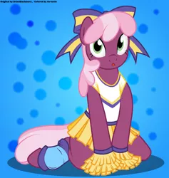 Size: 4500x4750 | Tagged: safe, artist:an-tonio, artist:brianblackberry, color edit, derpibooru import, edit, cheerilee, earth pony, pony, semi-anthro, abstract background, absurd resolution, bow, cheeribetes, cheerileeder, cheerleader, clothes, colored, cute, female, hair bow, looking at you, mare, open mouth, shirt, sketch, skirt, solo