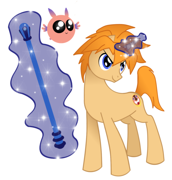 Size: 1024x1072 | Tagged: safe, artist:zapnir, derpibooru import, ponified, parasprite, pony, ark, crossover, glowing horn, levitation, magic, paraspritized, telekinesis, terranigma, yomi