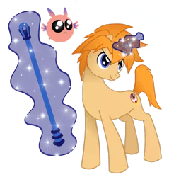 Size: 1024x1072 | Tagged: safe, artist:zapnir, derpibooru import, ponified, parasprite, pony, ark, crossover, glowing horn, levitation, magic, paraspritized, telekinesis, terranigma, yomi