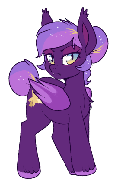 Size: 516x791 | Tagged: safe, artist:lulubell, derpibooru import, oc, oc:general starglow, unofficial characters only, bat pony, pony, eyeshadow, fangs, female, makeup, mare, solo