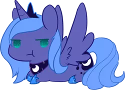 Size: 412x297 | Tagged: safe, artist:mousu, derpibooru import, princess luna, alicorn, pony, :t, chibi, s1 luna, simple background, solo, transparent background, younger