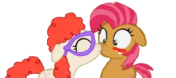 Size: 1280x573 | Tagged: safe, artist:ktd1993, derpibooru import, babs seed, twist, pony, babstwist, blushing, crack shipping, female, kissing, lesbian, shipping