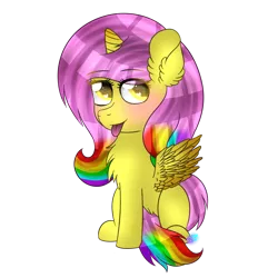 Size: 1024x1024 | Tagged: safe, artist:northlights8, derpibooru import, oc, oc:prismatic amber, unofficial characters only, alicorn, pony, alicorn oc, blushing, chest fluff, ear fluff, female, mare, simple background, solo, tongue out, transparent background