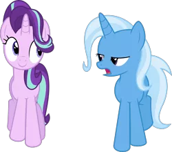 Size: 7274x6400 | Tagged: safe, artist:parclytaxel, derpibooru import, starlight glimmer, trixie, pony, unicorn, no second prances, .svg available, absurd resolution, counterparts, female, looking at each other, mare, simple background, transparent background, twilight's counterparts, vector, walking