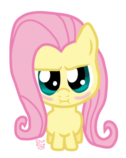 Size: 1024x1285 | Tagged: safe, artist:pickfairy, derpibooru import, fluttershy, pegasus, pony, :i, blushing, chibi, looking at you, simple background, solo, transparent background