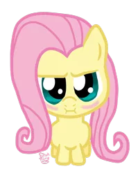 Size: 1024x1285 | Tagged: safe, artist:pickfairy, derpibooru import, fluttershy, pegasus, pony, :i, blushing, chibi, looking at you, simple background, solo, transparent background